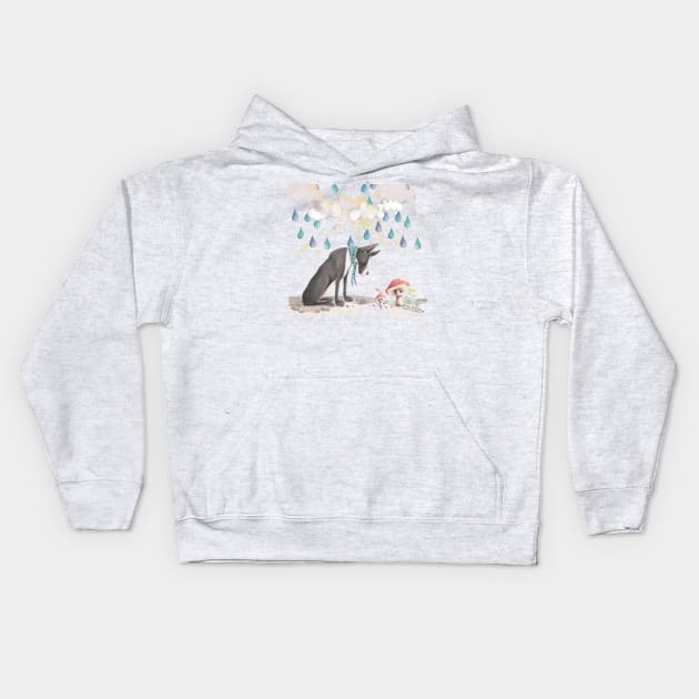 Baby room art with great dane and mouse Kids Hoodie by Safarichic